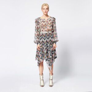 Isabel Marant Etoile "Enna" Asymetrical Printed Silk Dress, size 40 (fits 8/10)